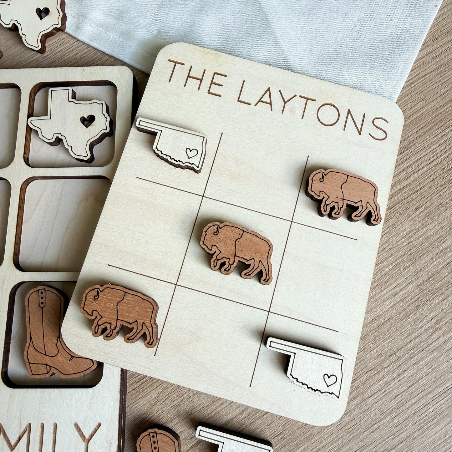 Custom Wooden Family Tic Tac Toe Board