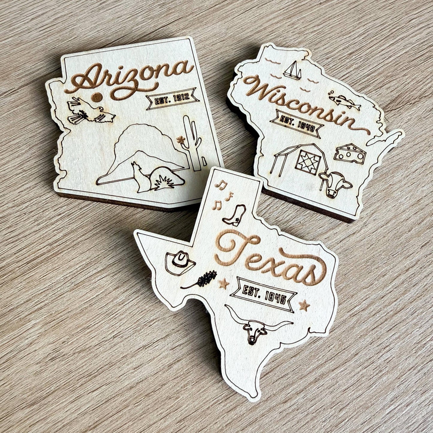 State-Themed Wooden Magnet