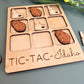 a close up of a wooden tray of food
