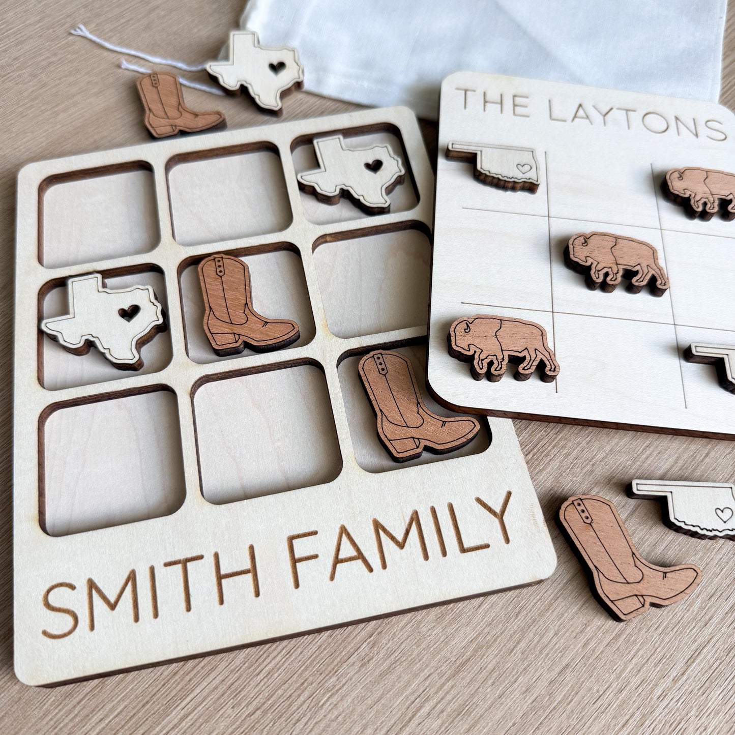 Custom Wooden Family Tic Tac Toe Board