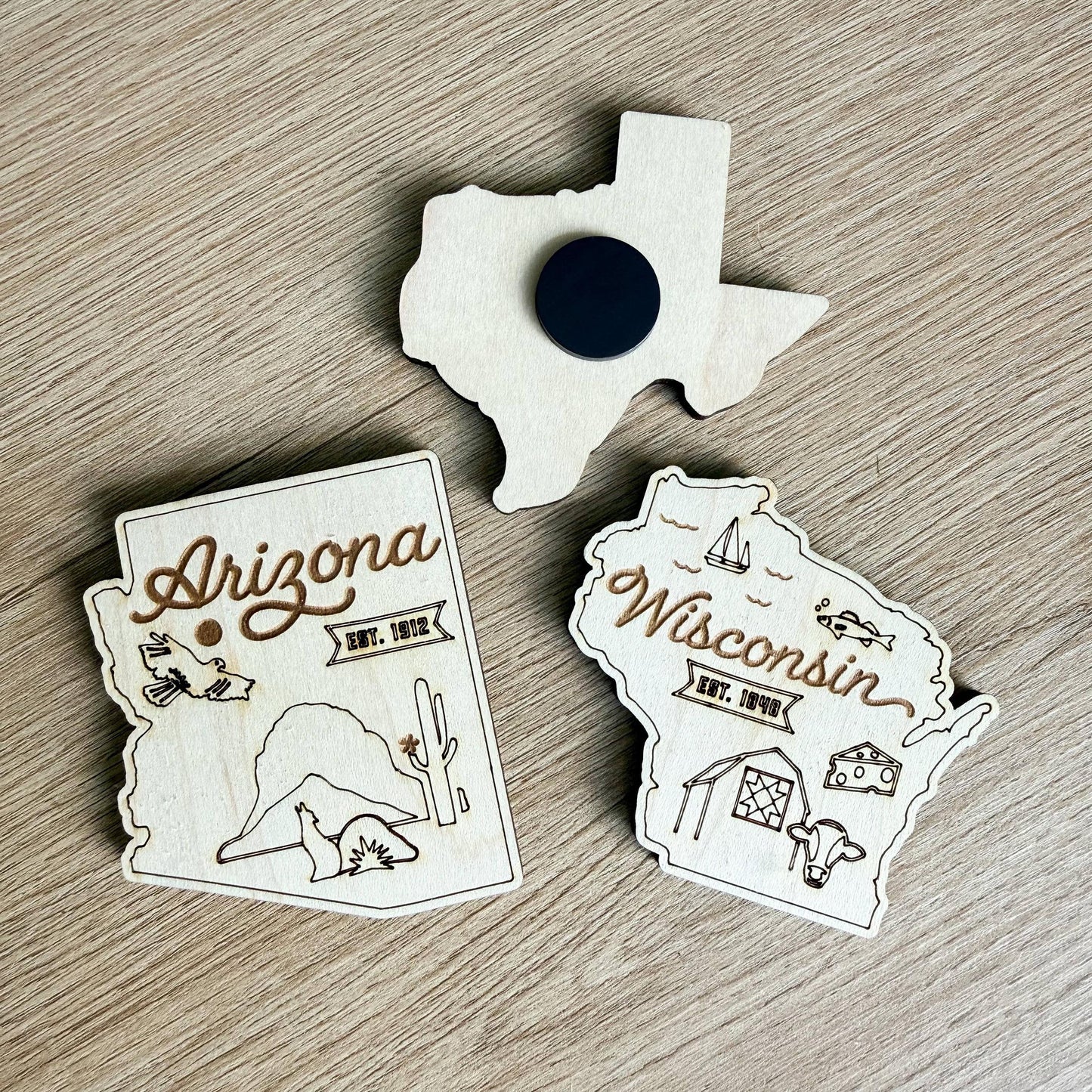 State-Themed Wooden Magnet