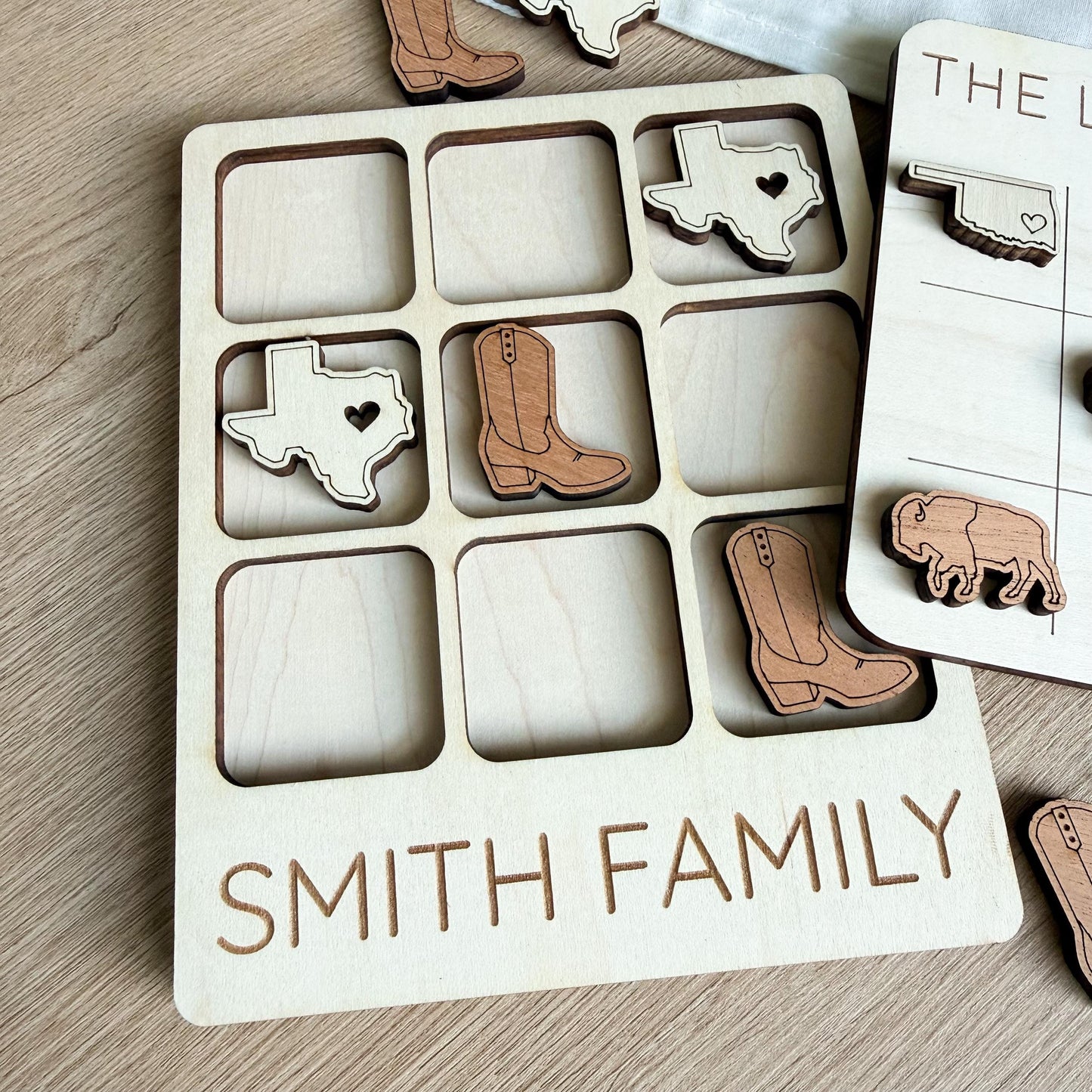 Custom Wooden Family Tic Tac Toe Board