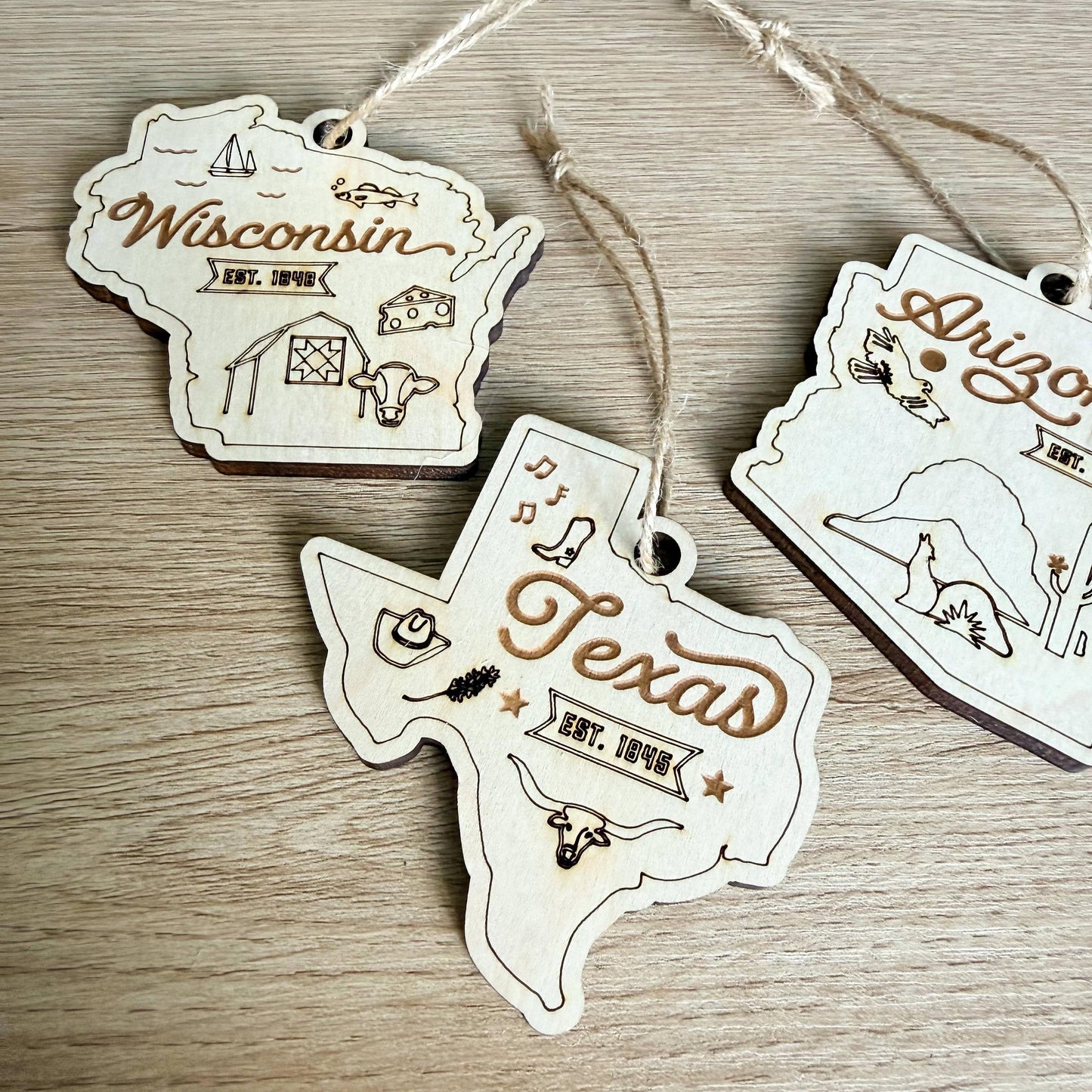 State Wooden Holiday Ornament