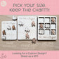 three different sizes of Tic-Tac-Bigfoot game boards, each with a unique design and size. The text on the image suggests that the game boards are available in various sizes, and there is a prompt for customers to "Pick your size. Keep the charm!" The image does not contain any text that is too long or too vague, and it does not describe each individual element of the image.