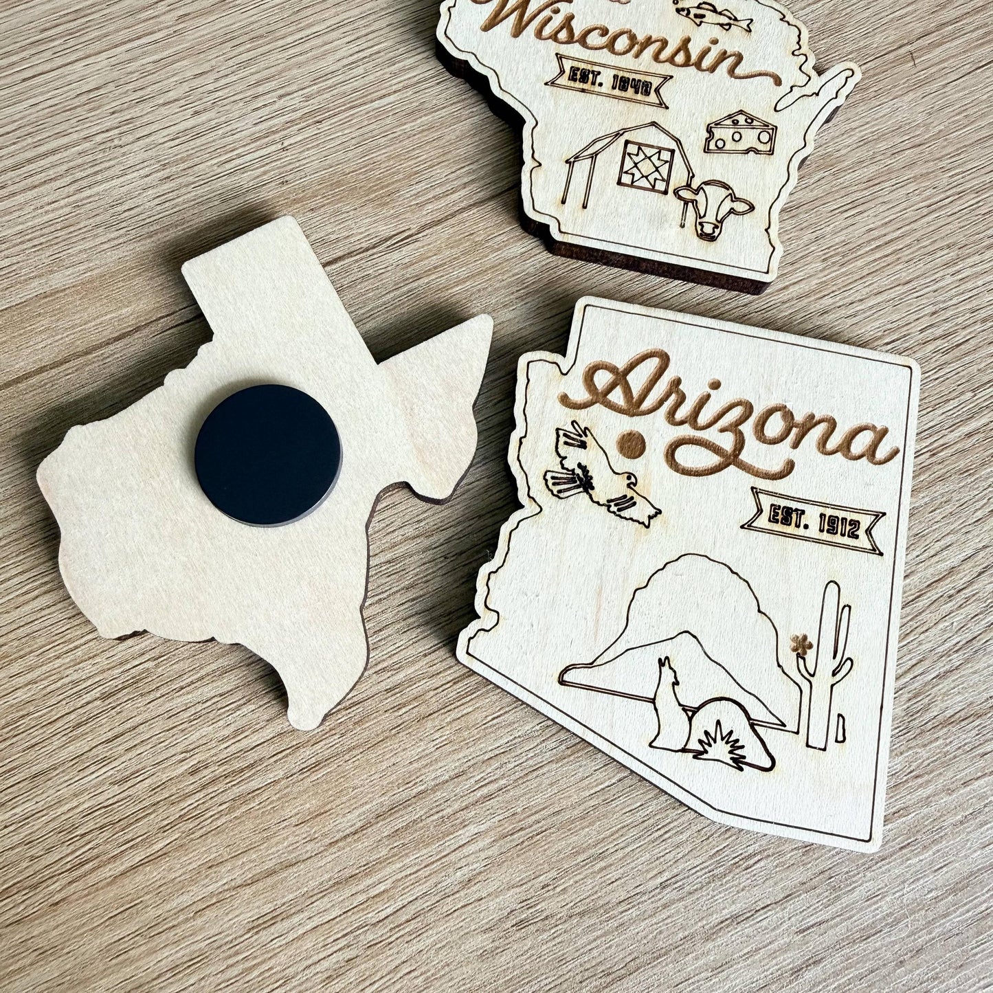 State-Themed Wooden Magnet