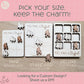 three different types of Tic-Tac-To-Bigfoot game boards, each with varying sizes and designs. The text on the image suggests that the game boards are customizable, and the viewer is encouraged to shoot a DM to inquire about custom designs.